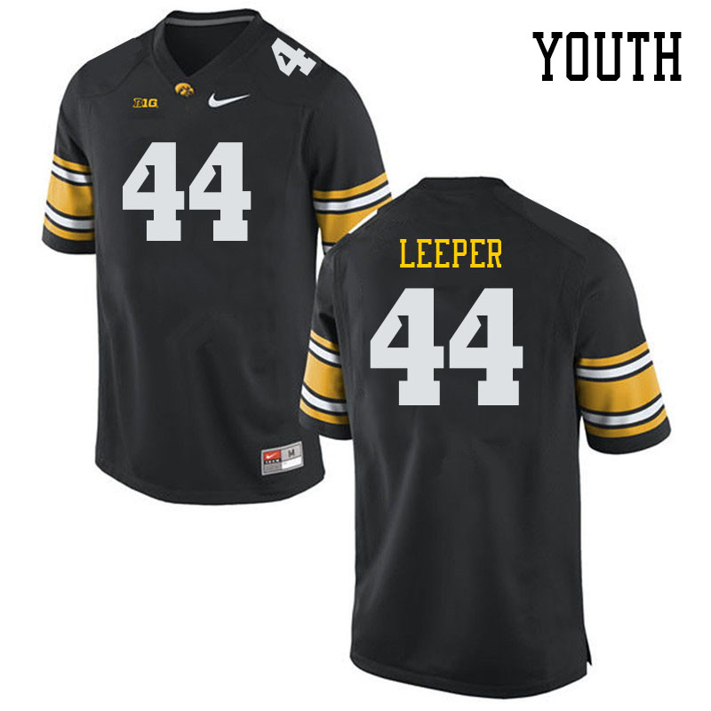 Youth #44 Grant Leeper Iowa Hawkeyes College Football Jerseys Stitched Sale-Black